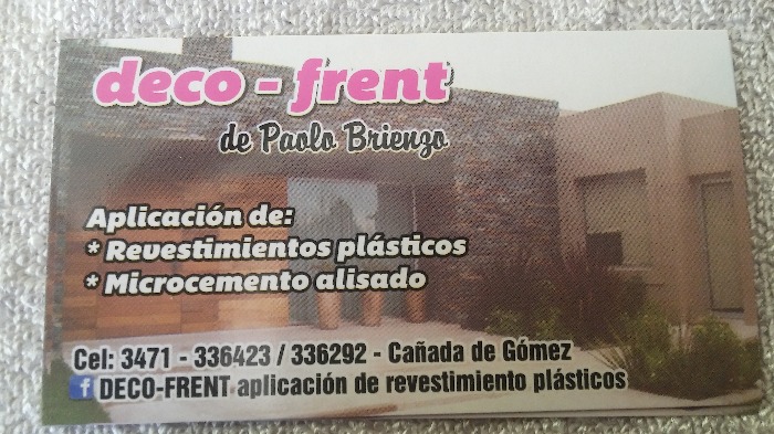 deco-frent de paolo brienzo empresa dedicada a la aplicación de material de frente y microcemento alisado. pedi tu presupuesto sin cargo