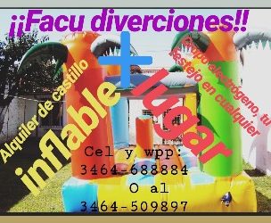 alquiler de castillo inflable!!inflable y grupo electrógeno para festejar en cualquier lugar!! disponibilidad horaria!!