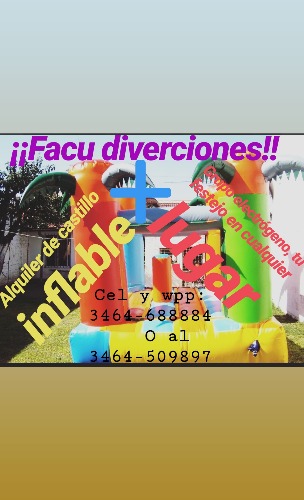 alquiler de castillo inflable!!inflable y grupo electrógeno para festejar en cualquier lugar!! disponibilidad horaria!!