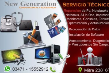 servicio técnico informático con mas de 15 años de experiencia. venta de equipos nuevos y usados. tomamos equipos en parte de pago.