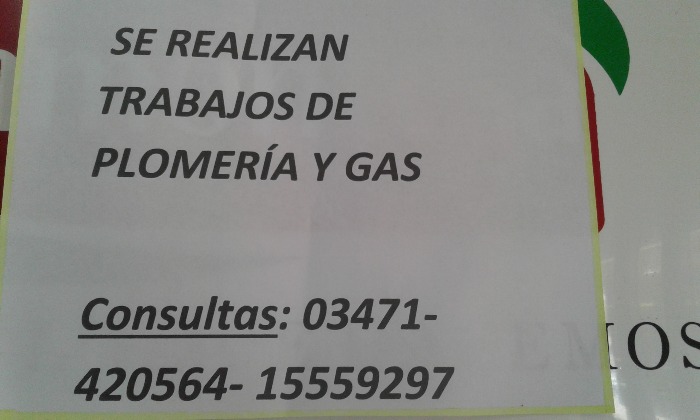 se realizan trabajos de plomeria y gas