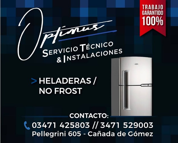 optimus- servicio técnico e instalacionesarreglamos su lavarropas – heladera/no frost – aire acondicionado (también instalación)tarjetas de crédit